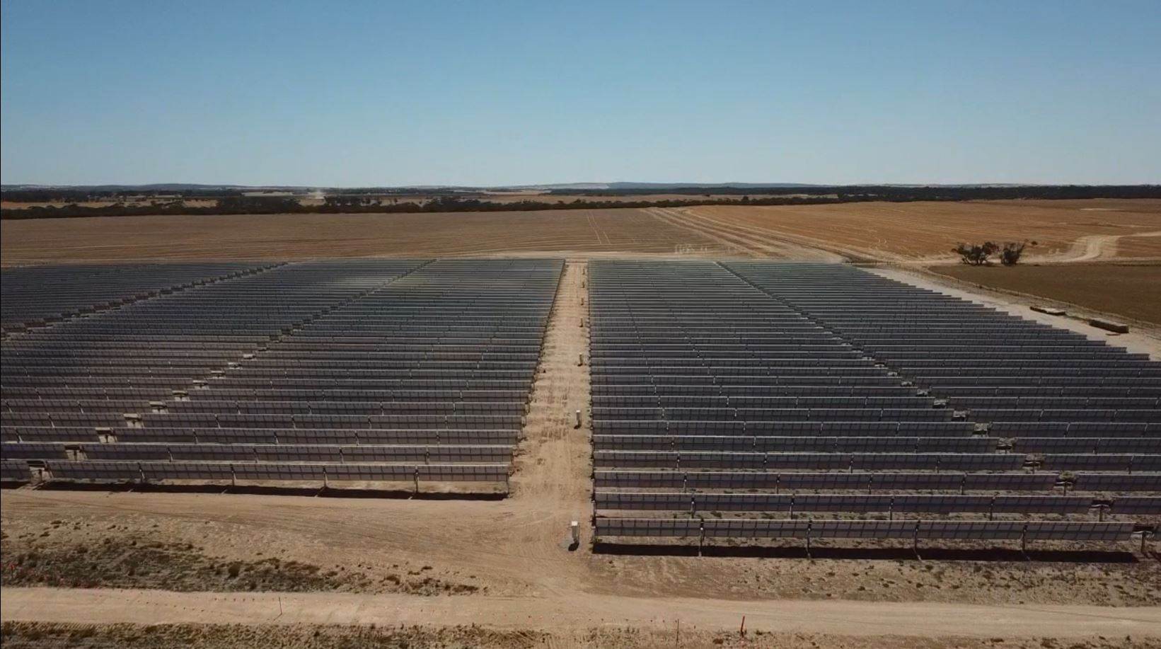 aerial photo of a solar farm